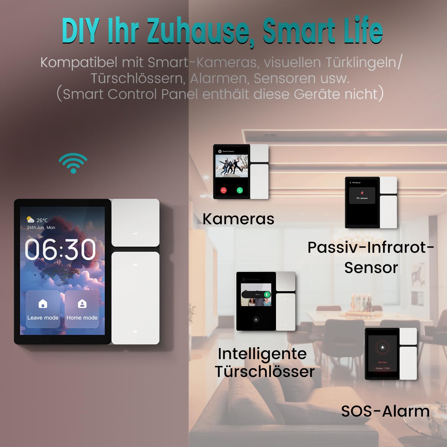 TONGOU Smart Home Bedienfeld, 3,5-Zoll, 2,4-GHz WLAN Connect, BLE Mesh Hub，Unterstützt Sigmesh,IR,Smart Life/Tuya-App, unterstützt Alexa, verfügt über drei physische Tasten, drei Relaiskanäle