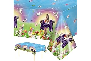 2 Pack Easter He is Risen Tablecloth - Spring Flower Christian Cross...