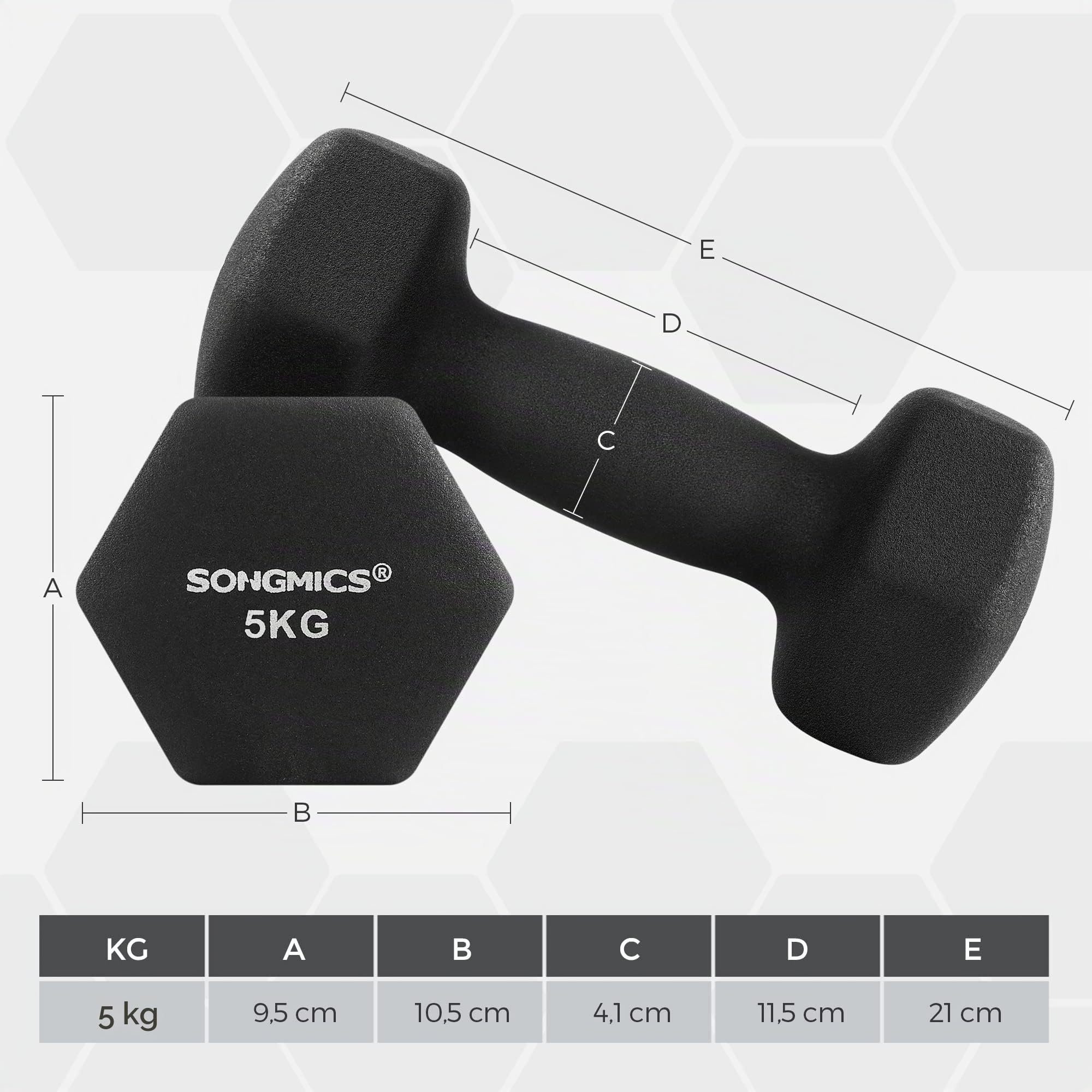 SONGMICS Hanteln, Kurzhanteln, 4er Set, 2 Davon 4 kg, 2 Davon 5 kg, Krafttraining, zu Hause, im Büro, Fitnessstudio, schwarz and grün SYL600BK