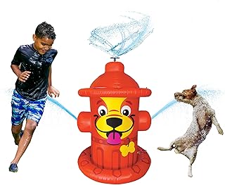 BigMouth Inc. Inflatable Fire Hydrant Water Sprinkler, Water Sprayer for The Backyard, Outdoor Summer Water Games for Dogs, Puppy Toy