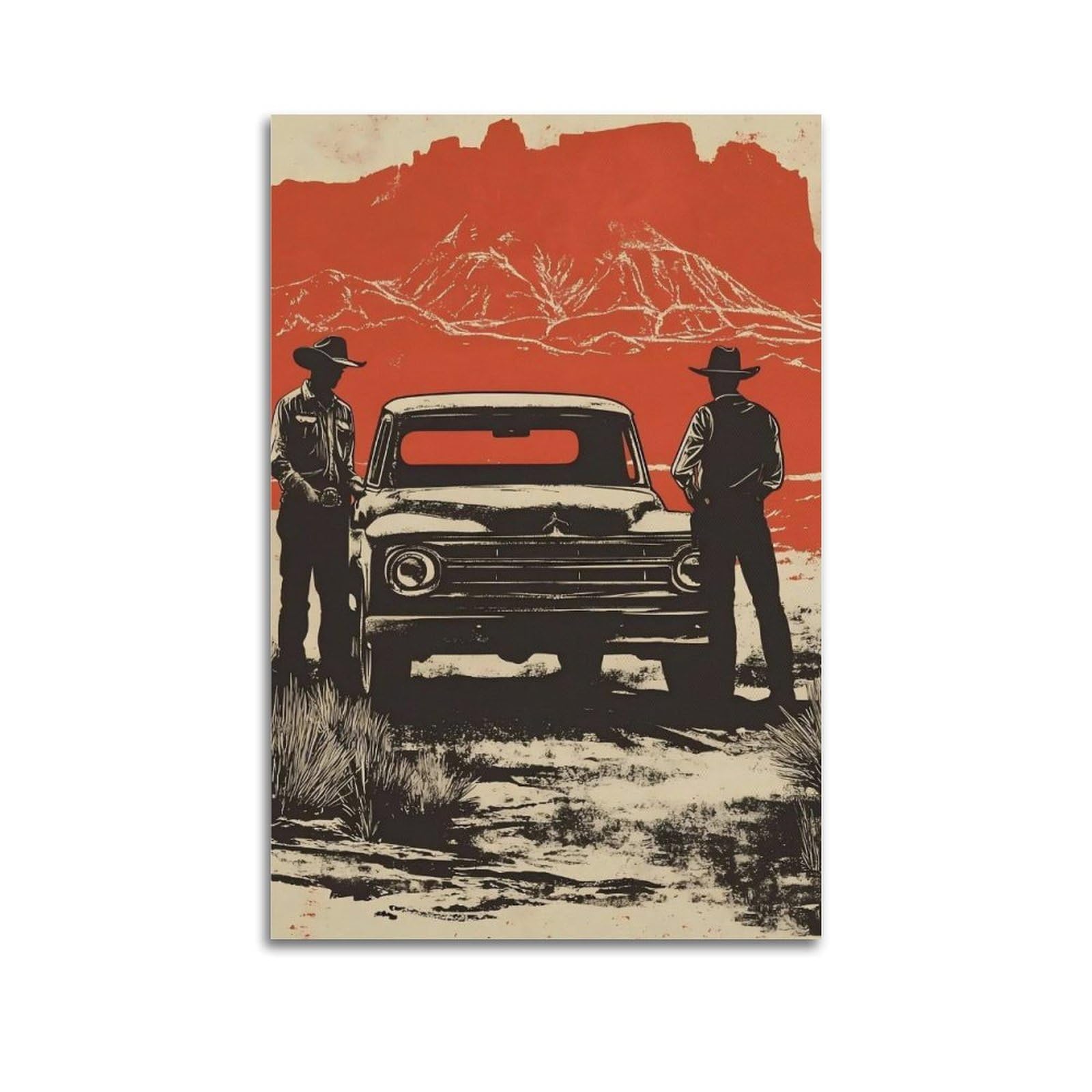 Juwrhrhhrh Unframe-Style Mountain Cowboys (3) Poster Canvas Aesthetic Wall Art Painting Decor For Living Room Bed Room 20X30inch(50X75cm)