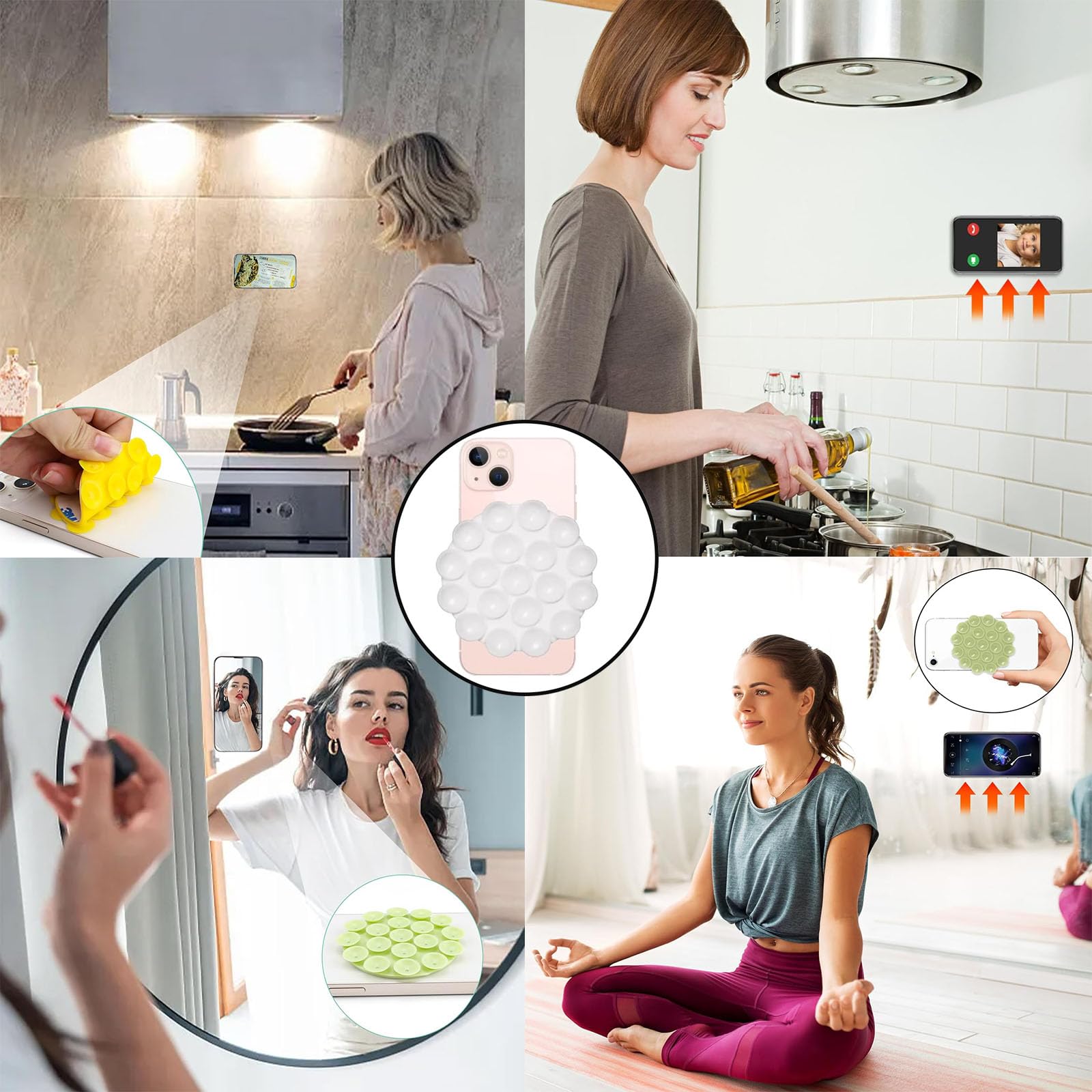 Poignée Ventouse En Silicone Pour Téléphone - Support Adhésif Multifonction - Pour Selfies, Vidéos, Cuisine, Salle De Bain - Accessoire Pratique Et Léger (10,5 G)