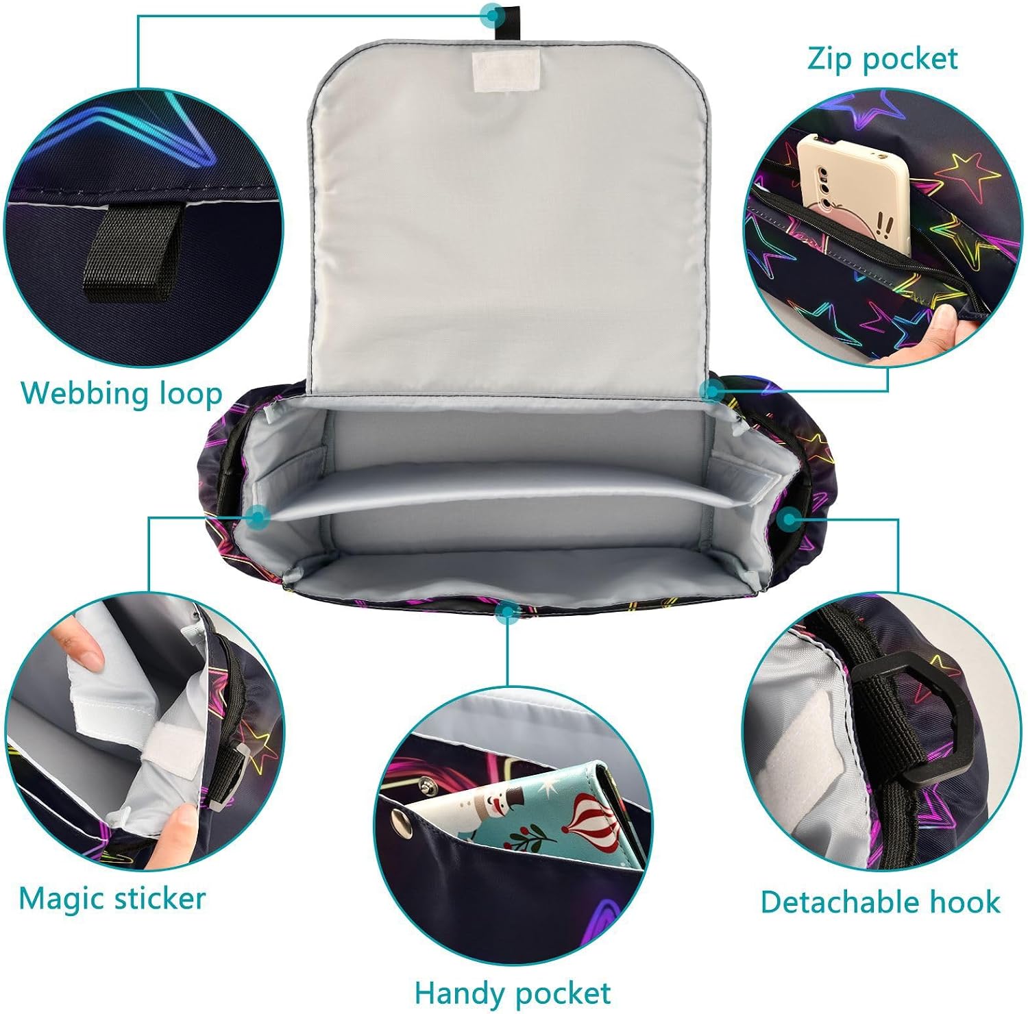 Color Fluorescent Star stroller console organizer baby caddy organizer accesories carrito para accesorios para coches de bebes