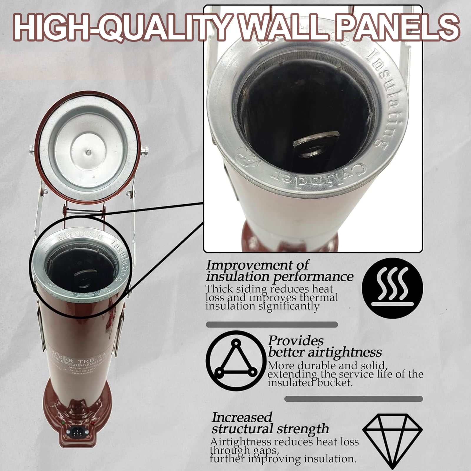 Secador de varillas de soldadura de 11 lb, horno portátil para secado de electrodos, horno de alta resistencia para varillas de soldadura, soporte para soldadura, capacidad para electrodos de 18"