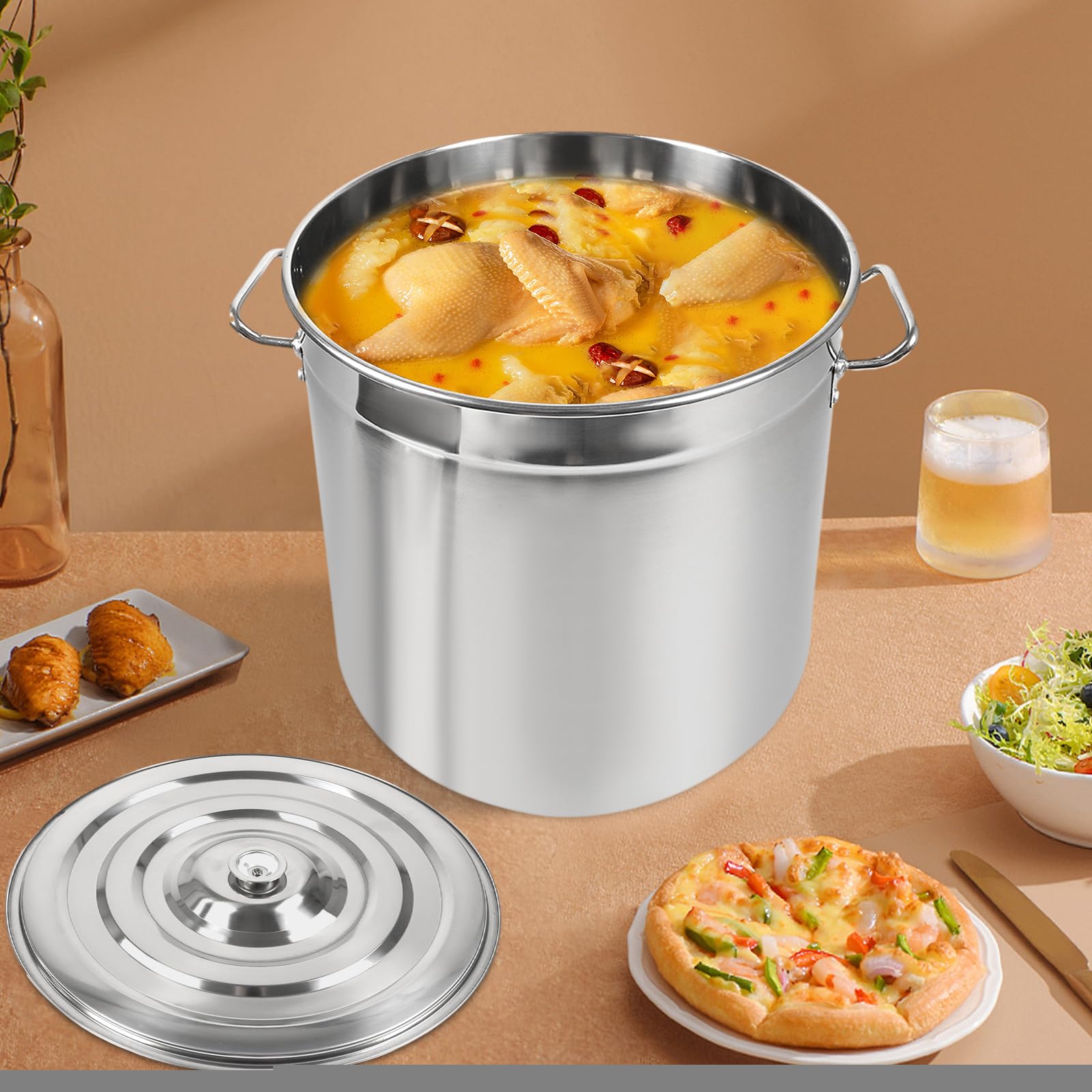 Pentola da 50 l, in acciaio inox, per fornelli a gas elettrici a induzione