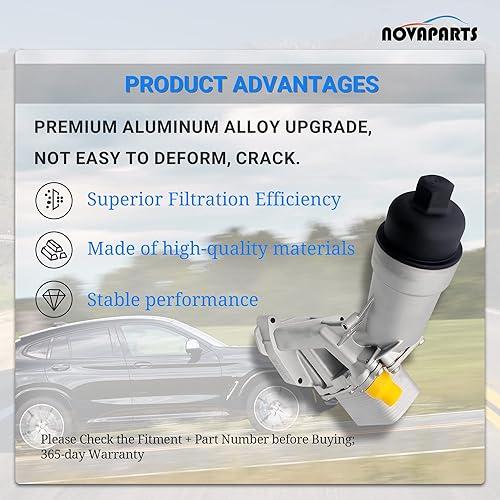 Miniatura 4 de 11428596283 - Conjunto de carcasa de filtro de aceite de motor de aluminio con junta para BMW F20 F22 F23 F30 F31 F32 F33 F34 F36 G01 G02 G30 G32