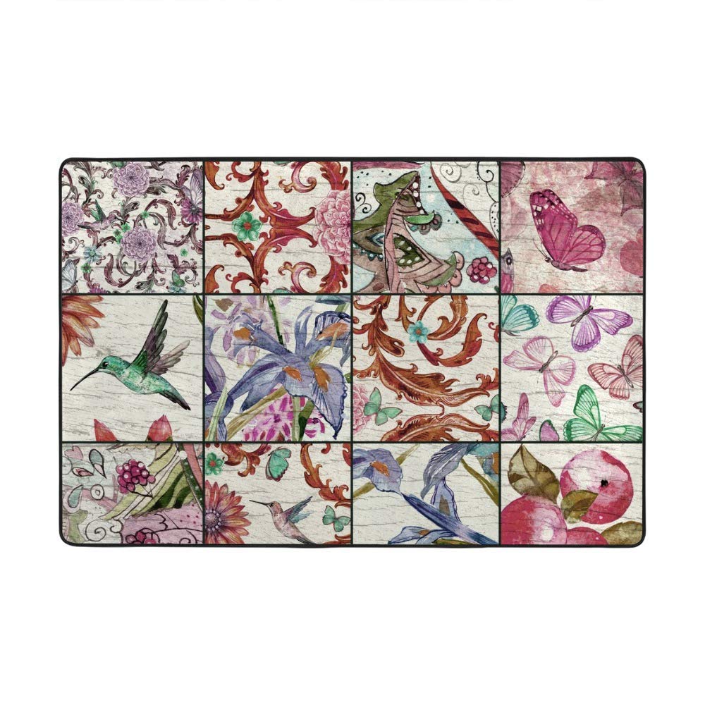 Tapis en velours rose corail mosaïque anti-perte de poils pour un salon impeccable