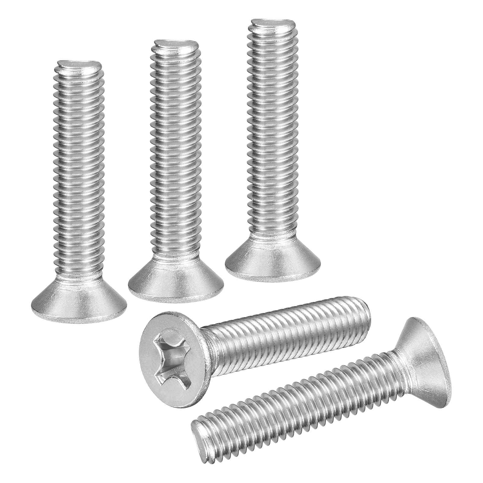 DTGN M6-1x30 Flat Head Countersunk Machine Screws - 15pcs - Good for Furniture and Machinery - 304 Stainless Steel Phillips Machine Screws Bolts - Silver — image 1
