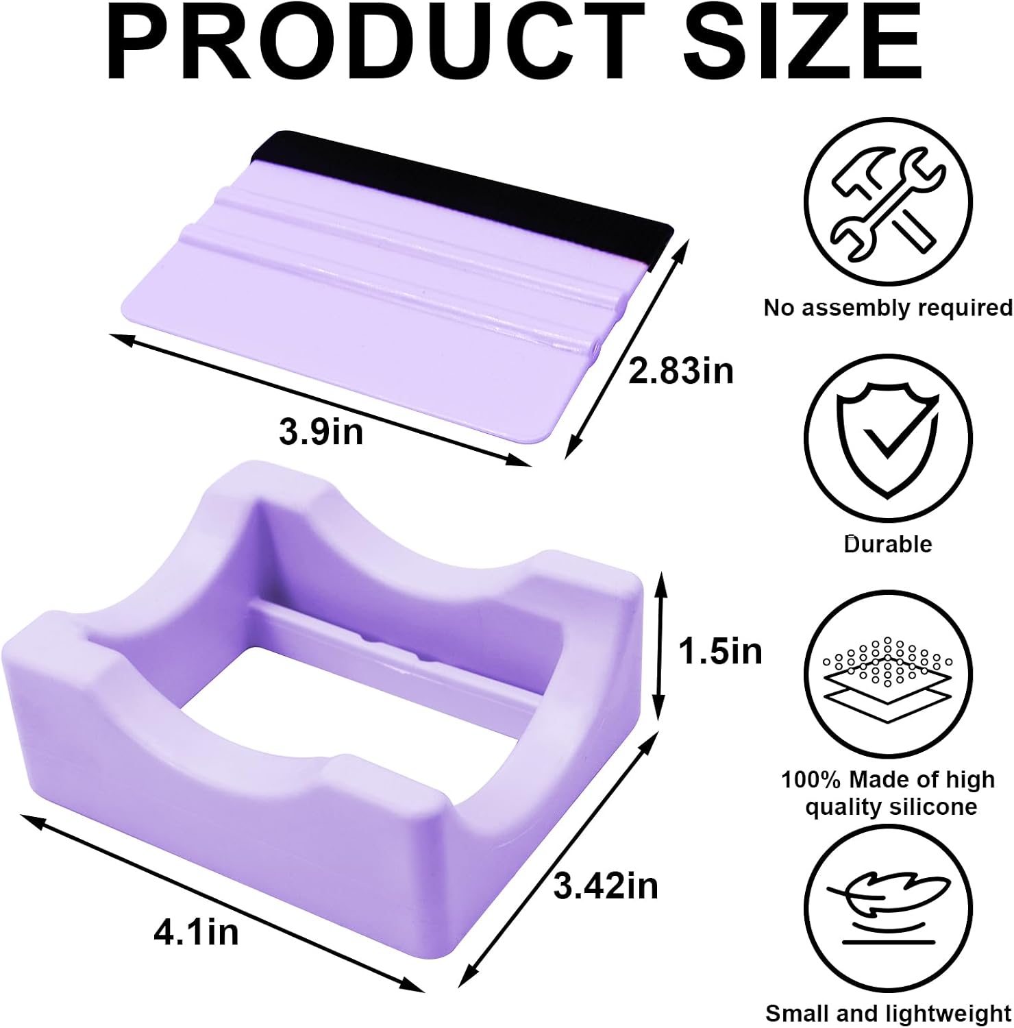 Silicone Cup Cradle Silicone Cup Cradle with Built-in Slot Anti-Skidding Tumbler Stand Cup Holder for Tumblers with Felt Squeegee Use to Apply UV DTF Stickers Vinyl Stickers for Tumblers (Purple) thumbnail
