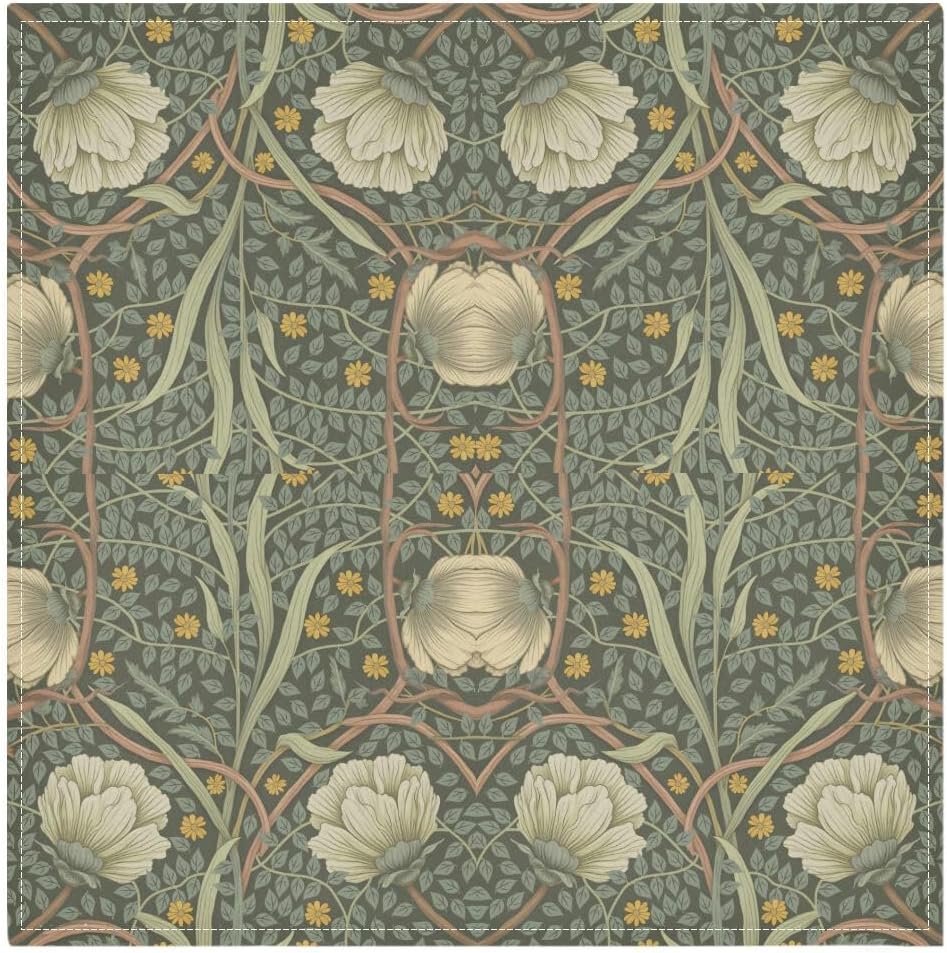 ALAZA William Morris Prints77 Cloth Napkins Dinner Napkins Set of 6,Reusable Table Napkins Washable Polyester Fabric for Cocktail Party Holiday Wedding Home Decorative image 2