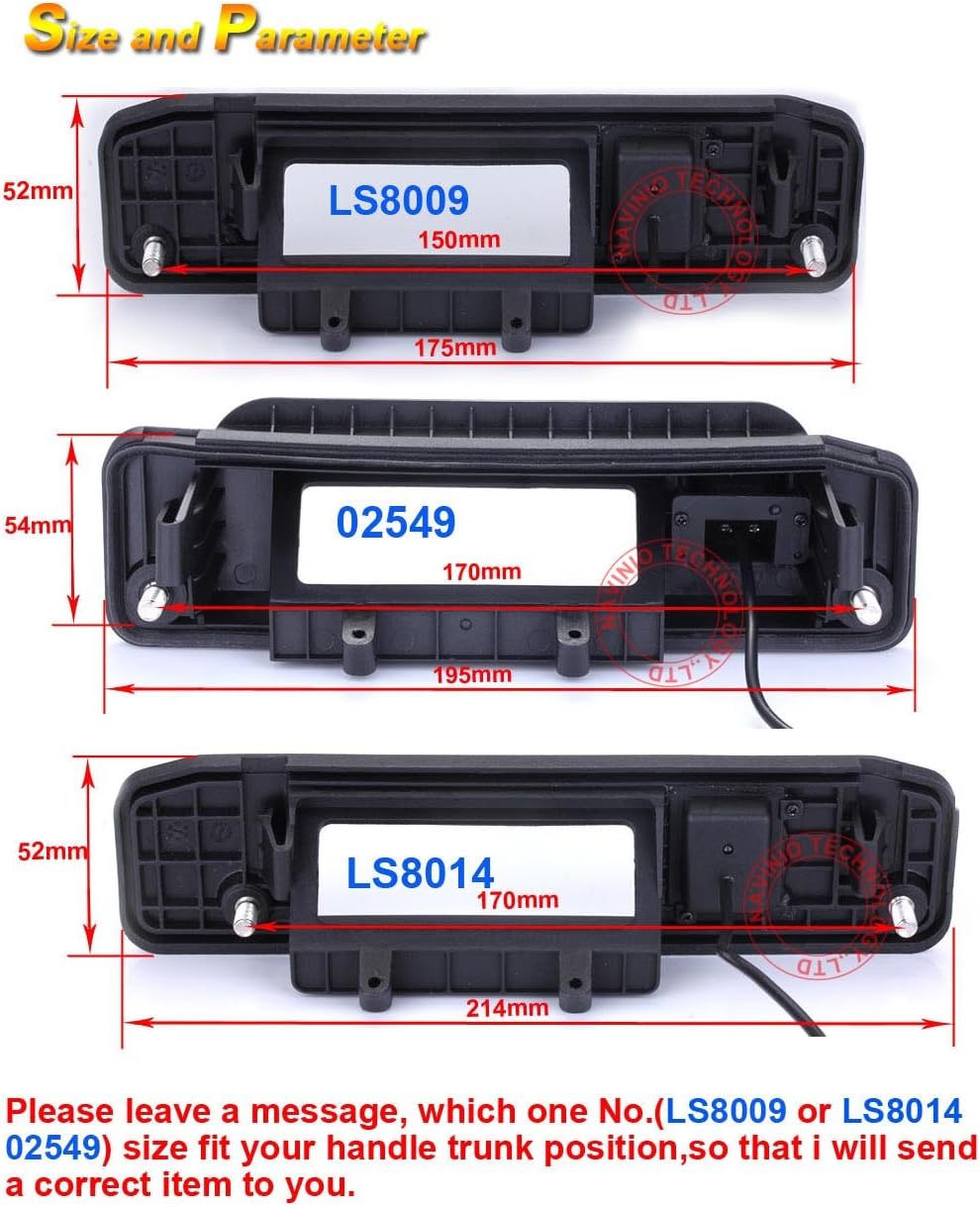 HD 170° Rear View Reverse Trunk Handle Backup Camera Compatible with Mercedes Benz X204 GLK300/GLA200 GLK200 GLK260 ML350 A180 A200 A260 GLE/GLC ML-Class/W166 W176 X166/W205 (02549(195 * 54MM))