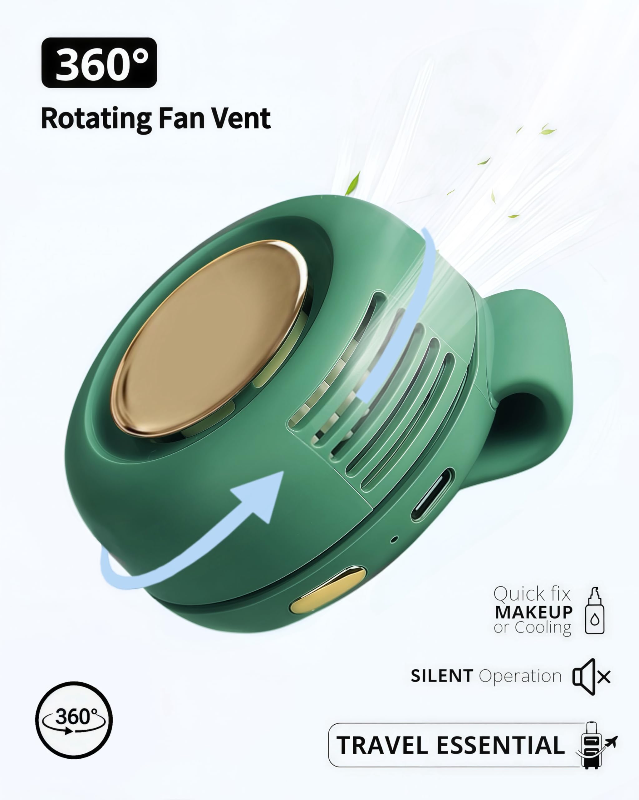 Portable Silent Mini Bladeless Fan Clip On, 3 Speeds & Queit