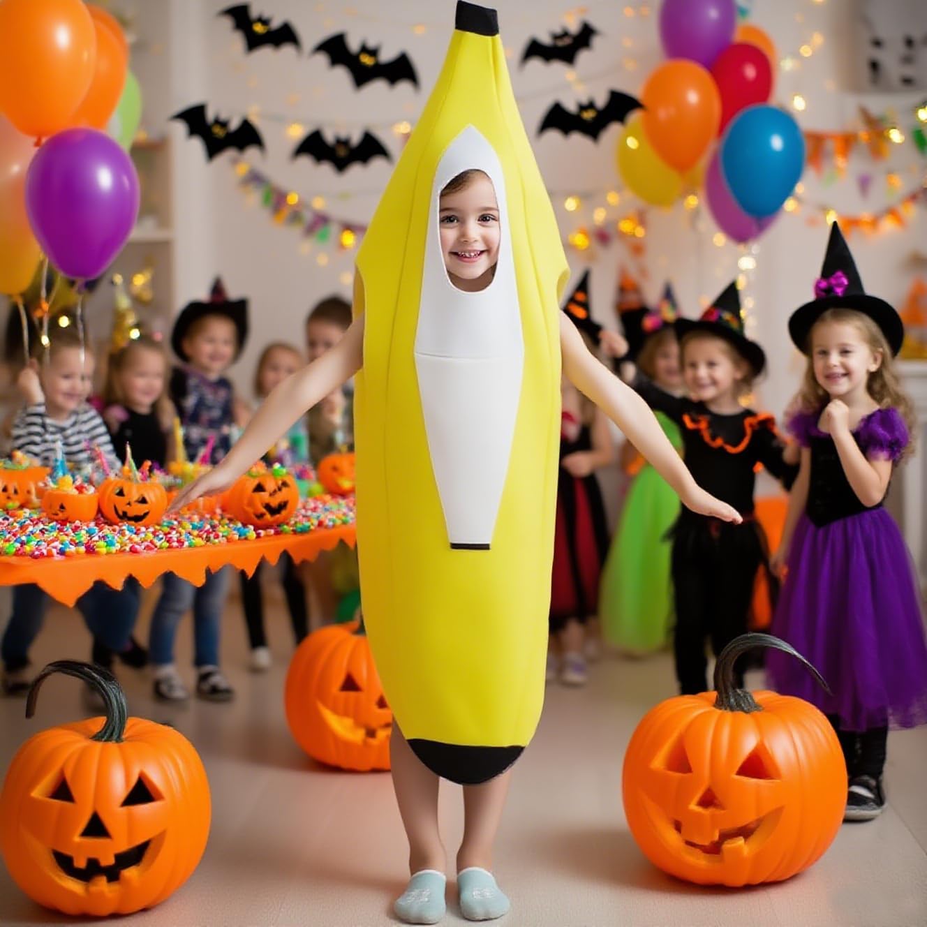 Kids Banana Costume for Halloween – Funny Banana Suit for Boys & Girls Cosplay Dress Up Party Outfit - Image 2