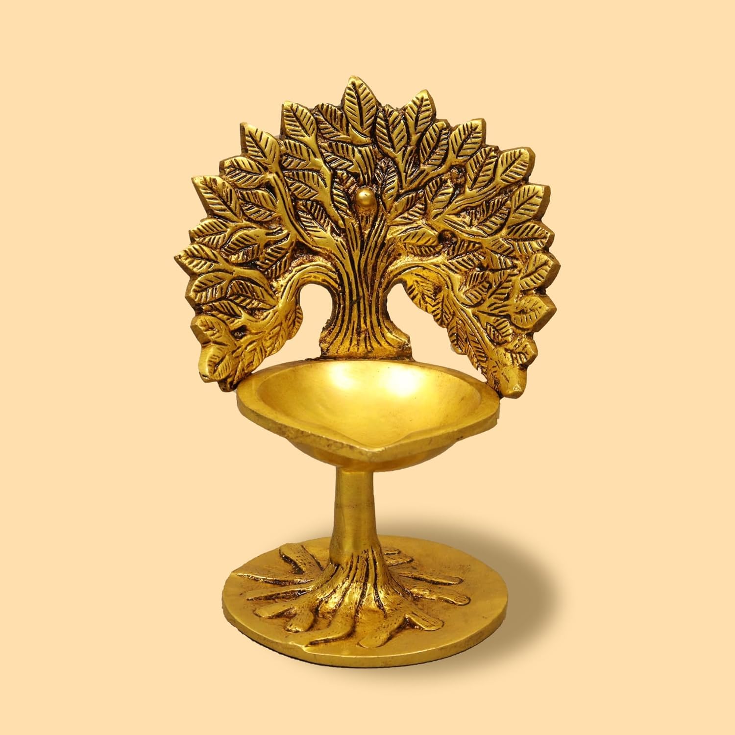 Putrika Brass Kalpvriksha Tree Diya| Karparga Virushkam Tree Oil lamp|Karpaga virushkam maram Vilakku|Showpiece for Home décor|Vastu Fengshui Gift[Weight:385g]- Kalpavriksha Tree Diya-image-40