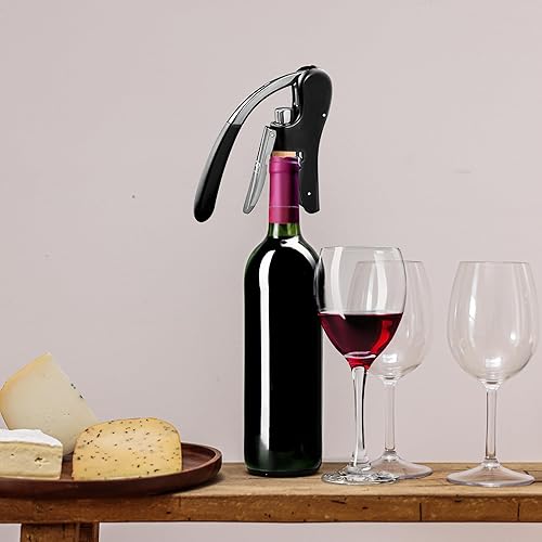 Miniatura 6 de OGGI Sacacorchos Lever Action - Abridor de botellas de vino, sacacorchos manual de mano con bomba de palanca, diseño de pie, gusano antiadherente y