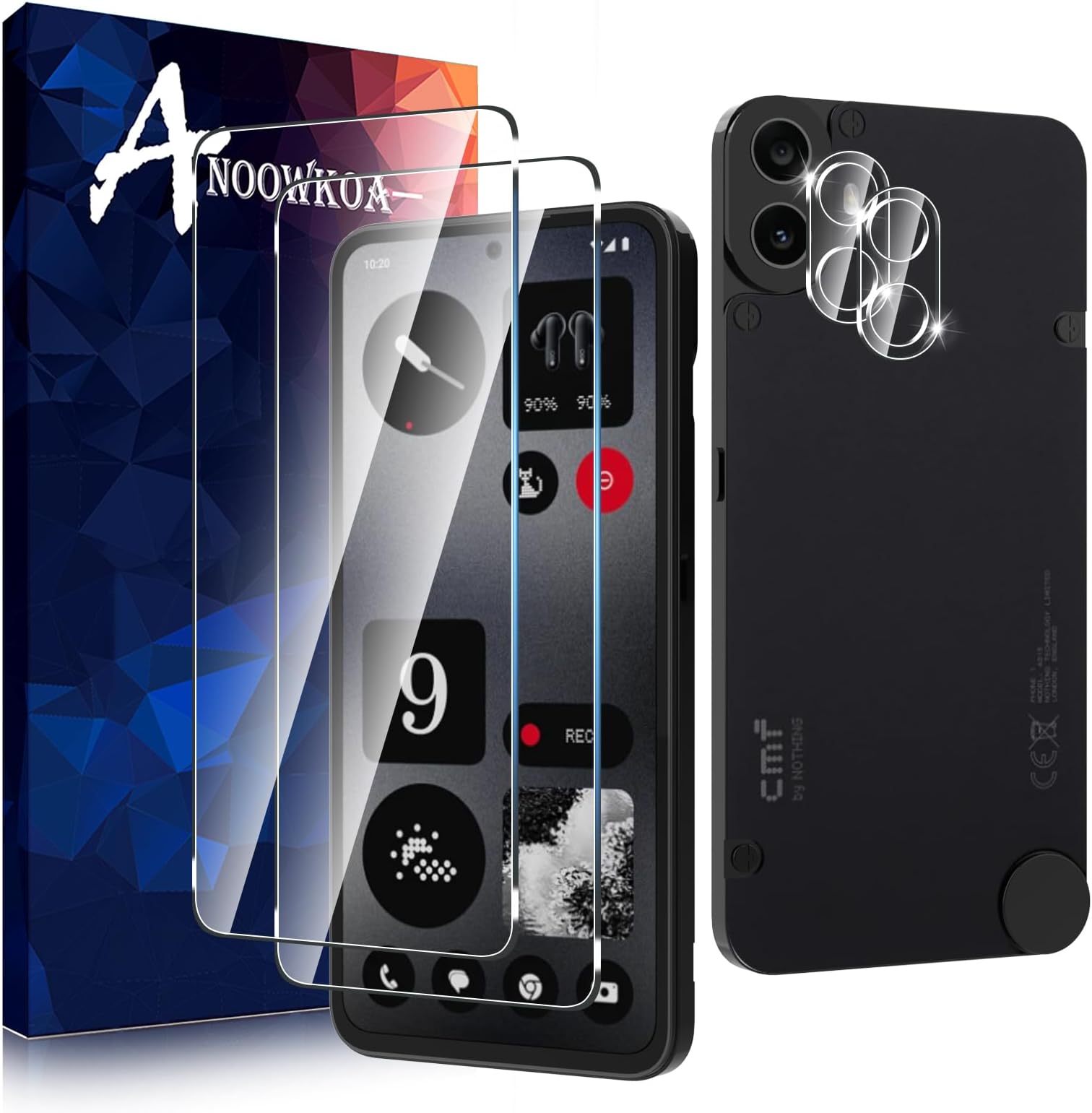 Anoowkoa [2+2 Pack for Nothing CMF Phone 1 Screen Protectors and Camera Lens Protectors Guard Tempered Glass Film, Anti Fingerprints Protective Film