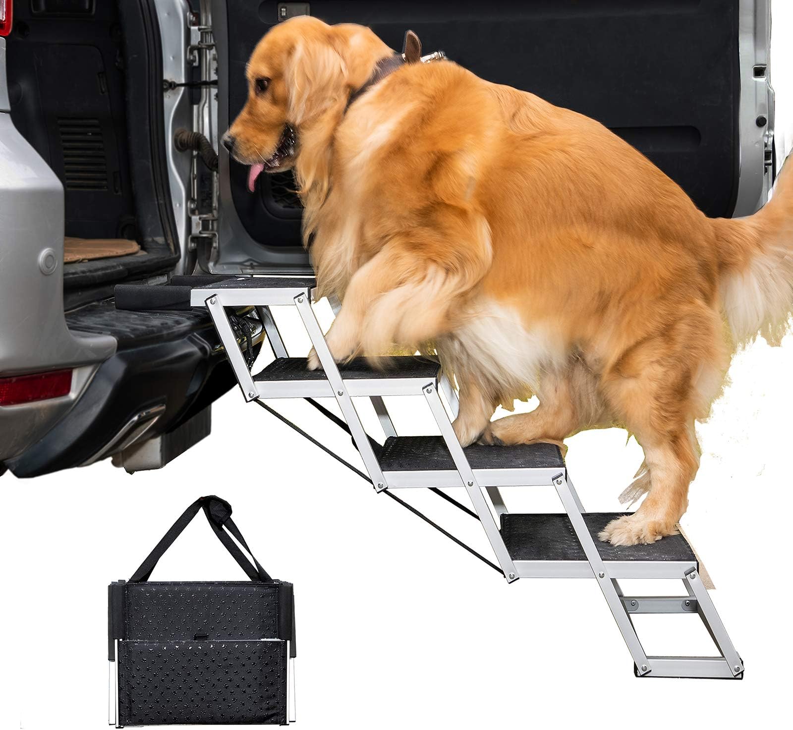 TRIXIE Heavy Duty Foldable 3 Step Pet Stairs, Pet Steps, Reaches 19.5 to 27.5