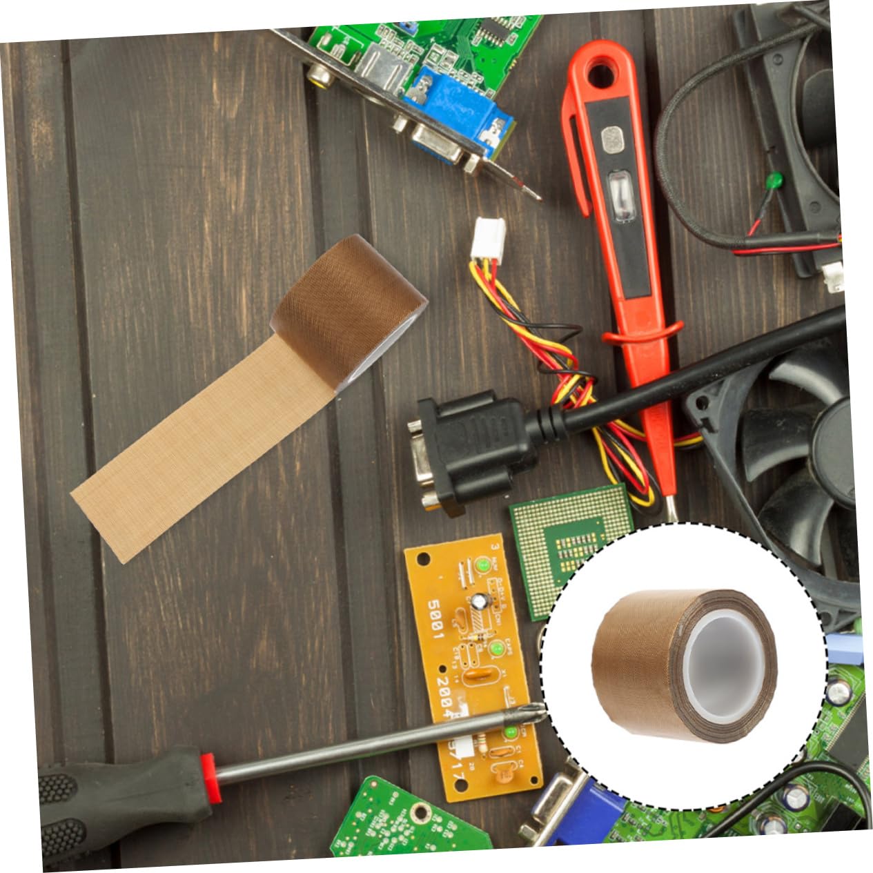 1roll Tape for High Temperature Insulation Adhesive Electrical Tape for Electronics Soldering and Sealing Coated Tear