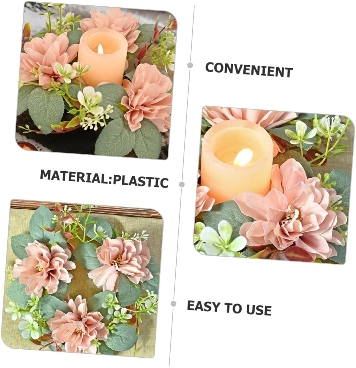 Artificial Candle Wreath Elegant Flower Decor for Weddings Parties and Home Centerpieces Non-wilting Design for Spring Celebrations