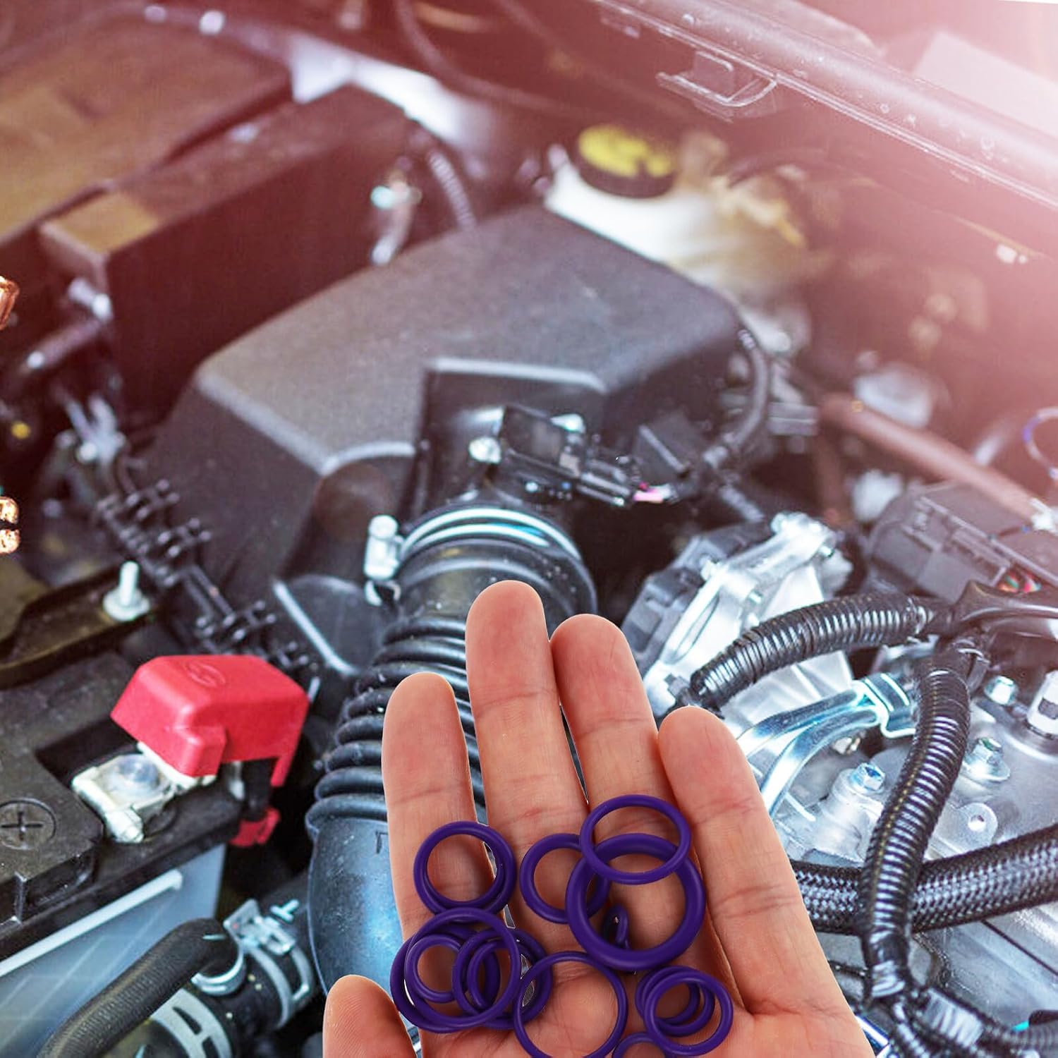 270pcs O-Ring Kit for Automotive Air Conditioning, Purple Rubber Sealing Rings Assortment Set for Car Cooling System Repair and Maintenance