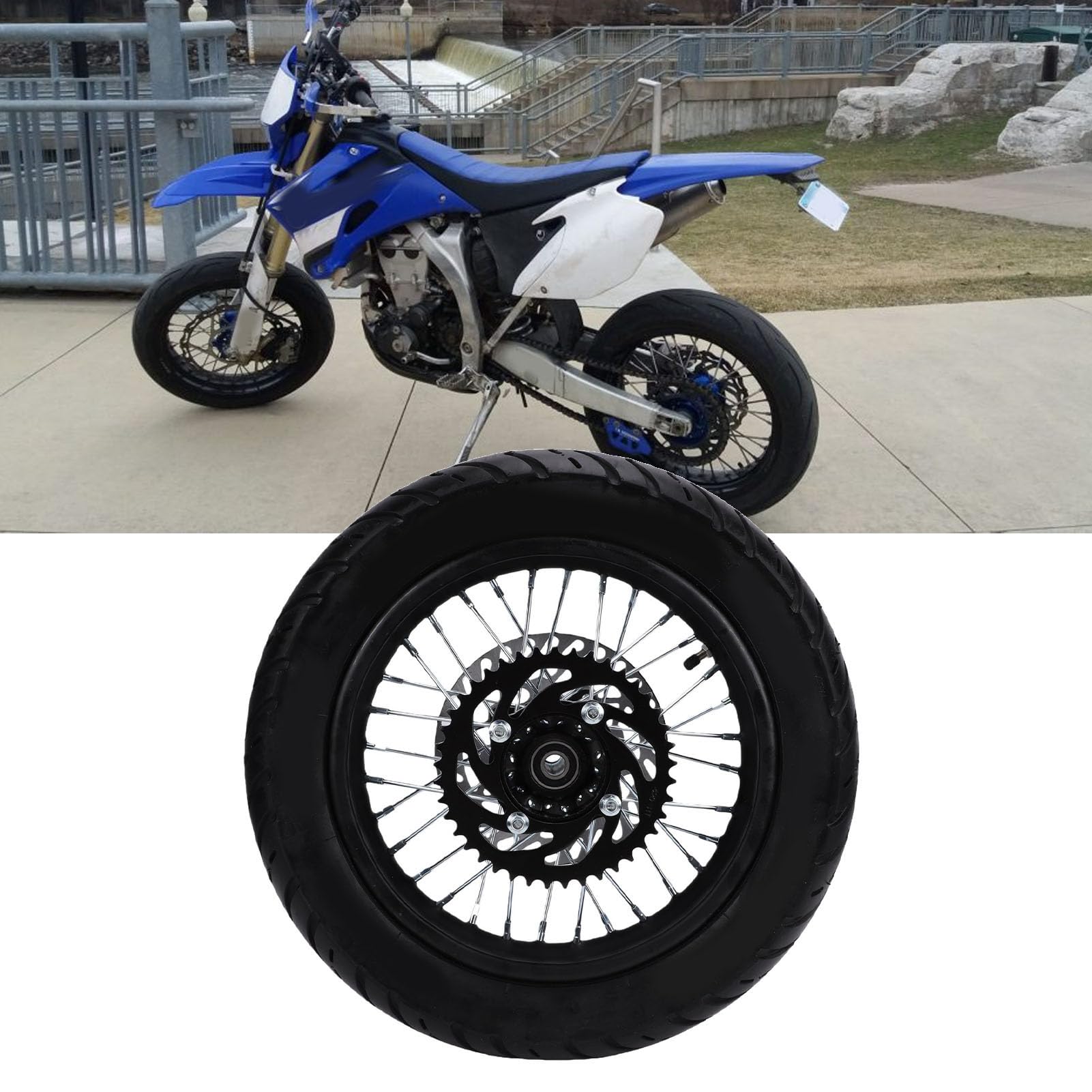 Yctze Ruota Posteriore Completa, Cerchio con Pneumatico 90 90 12, Asse da 15 Mm, for Scooter Elettrico | Disco freno 190 mm e pignone 420 41T per pit bike Apollo SSR XR CRF Kayo KLX