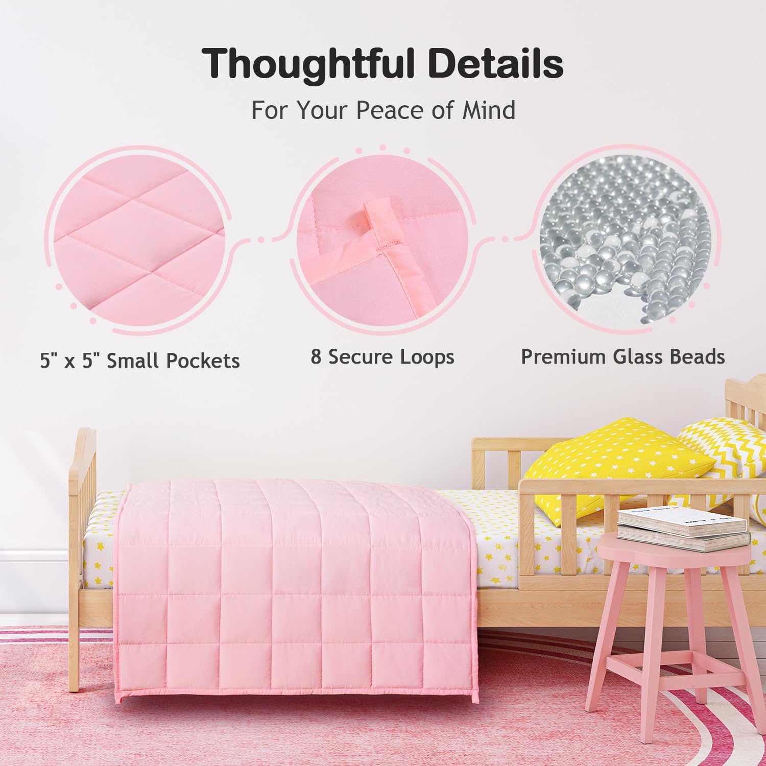 Kivik Weighted Blanket 3 lbs, Small Weighted Blanket 3 Pounds, Mini Heavy Blanket Throw, Breathable Cooling & Warm Blankets, Machine Washable, 36x48 Inches Pink - Image 6