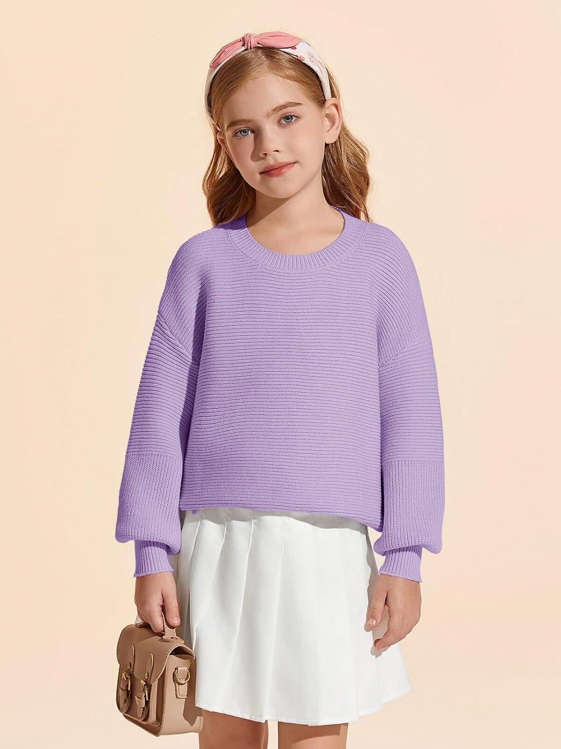 Haloumoning Girls Sweaters Long Sleeve Crewneck Pullover Jumper Cute Winter Knit Blouse Tops 7-14 Years - Image 4