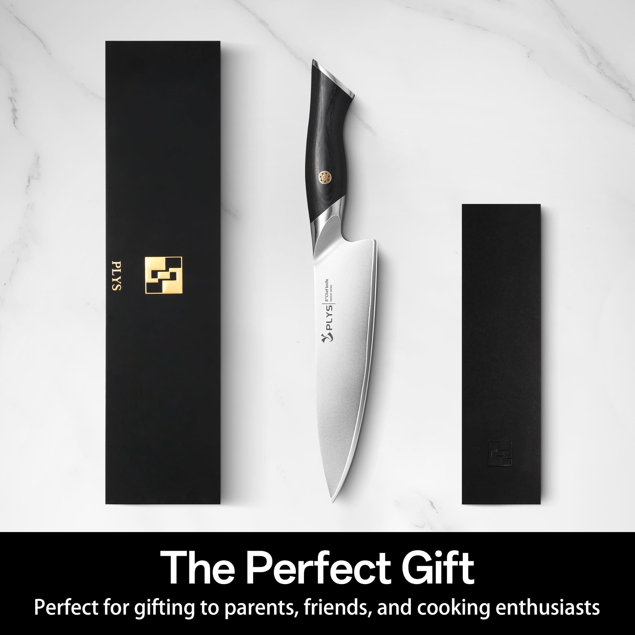 Coltelli da Cucina Affilato: Lama da 20 Cm, Coltello da Chef Professionale, Acciaio Inossidabile 10Cr15MoV, Coltello Multiuso, Manico Ergonomico Pakka, Ideale Come Regalo