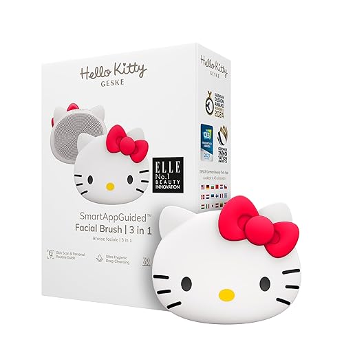 GESKE x Hello Kitty SmartAppGuided™ Facial Brush | 3 in 1 | Facial Cleansing Brush | Skin Cleansing Silicone Facial Brush | Routine Skincare | Gentle Cleansing | Facial Cleanser