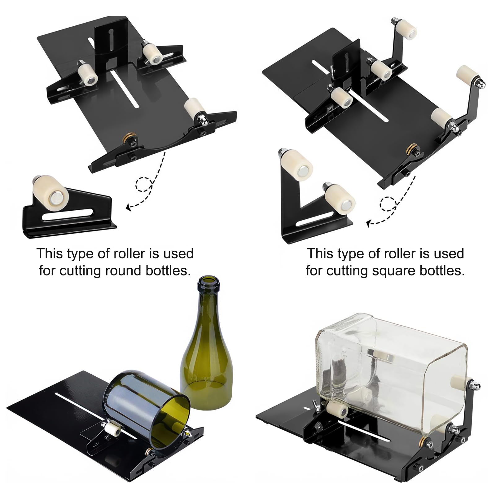 Lot de 19 coupe-bouteilles en verre - Kit DIY pour couper avec précision des bouteilles rondes carrées - Diamètre : 3,5 à 14 cm - Coupe-bouteilles en verre - Avec papier abrasif