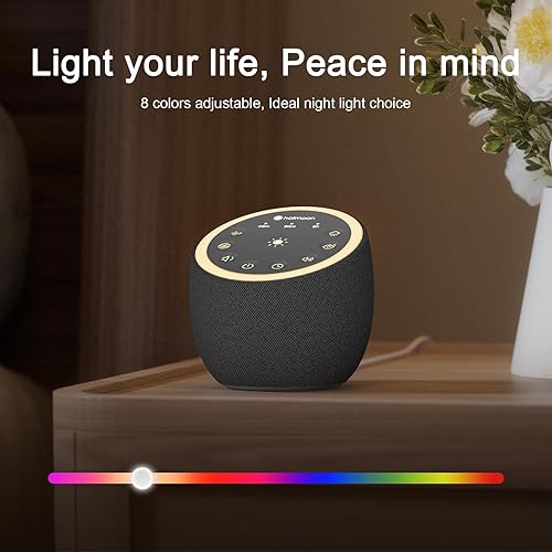 Miniatura 10 de Hotmoon Máquina de ruido blanco con 40 sonidos de alta fidelidad, máquina de sonido para dormir con funciones de memoria, 8 modos de iluminación,
