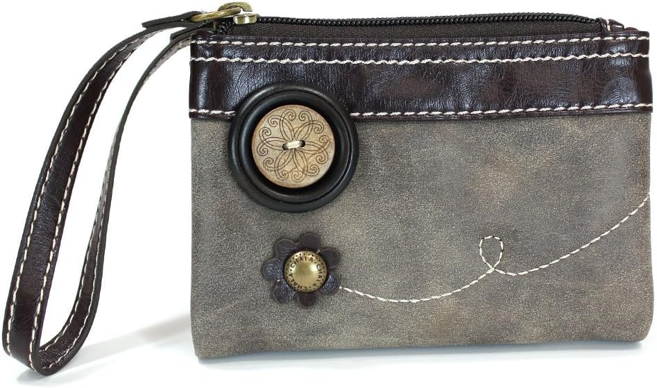 Chala Double Zip Wallet and Swing Crossbody Messenger Bag Bundle (Teal- Mini Dog + Grey Wallet)