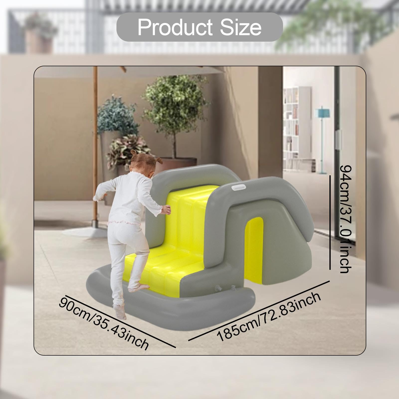 Tobogán Acuático Inflable para Piscina, Escalones Ensanchados, Centro de Juegos Inflable para Exteriores, Ideal para Parques, Jardines Y Fiestas de Ve, Amarillo