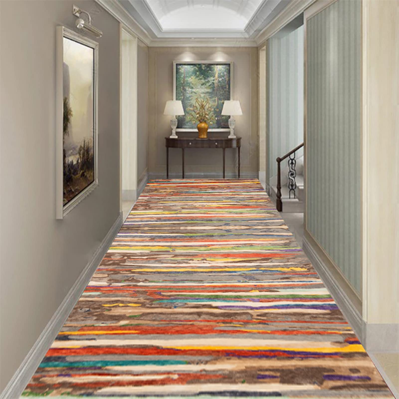 Hamankim Contemporary Carpet Runners For Hotel Kitchen, Very Long Hallway Runner Narrow Rugs Width 60Cm 70Cm 80Cm 100Cm Hall Corridor Entrance Kitchen Non-Slip Mat - Customizable Length ( Size : 60×250Cm/2Ft×8