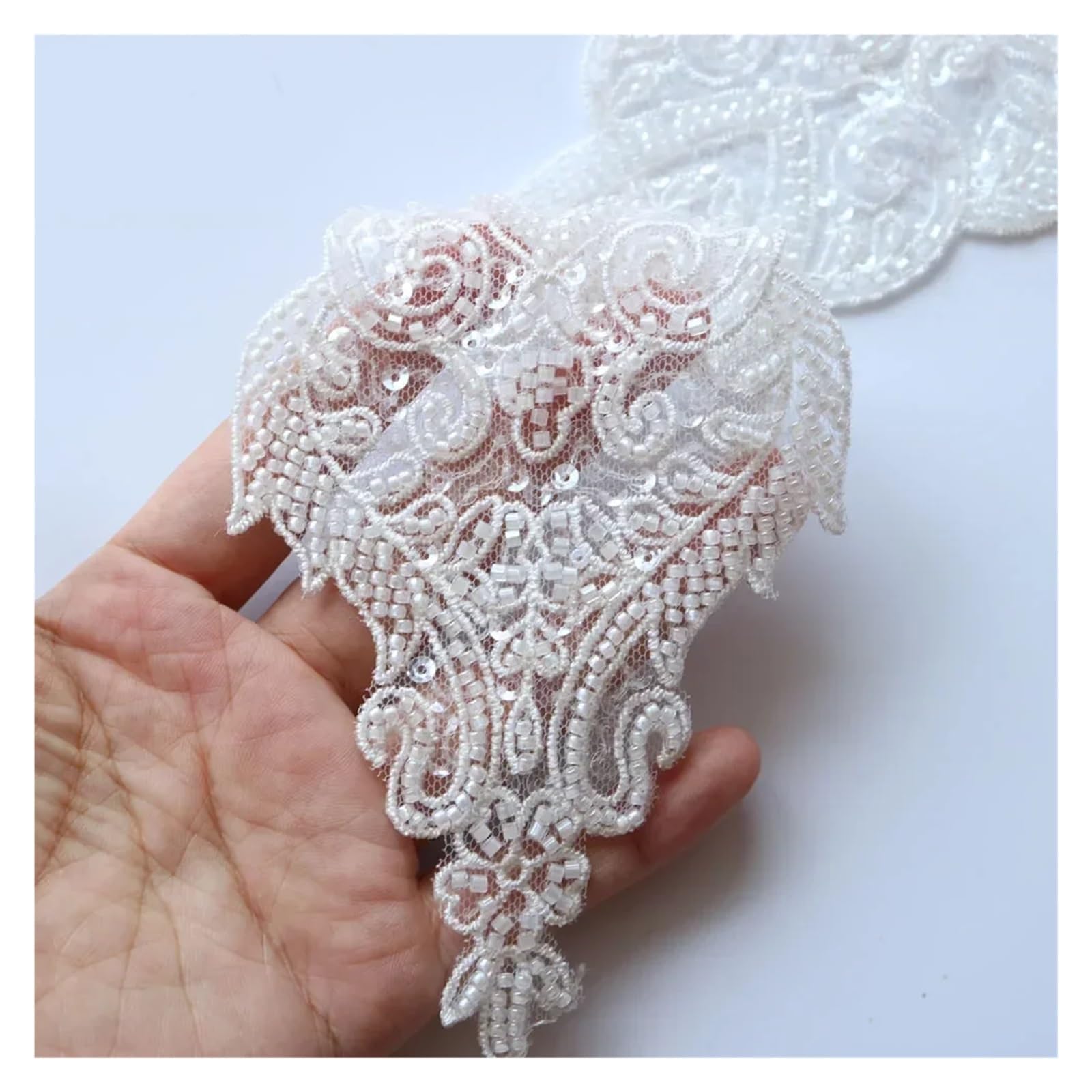 Apliques de encaje bordado con cuentas, Parches de diamantes de imitación de flores for vestidos de novia, Parches Ropa(Color 1)