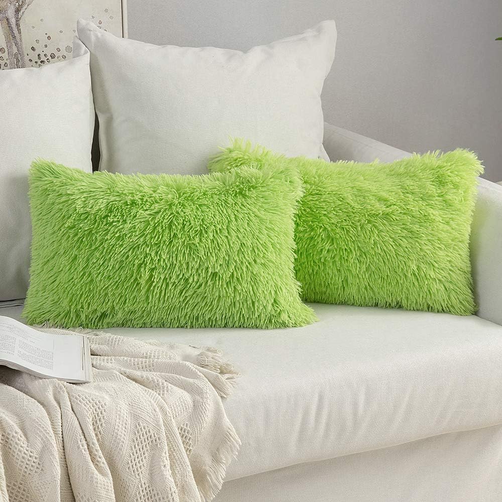 MIULEE Pack of 2 Luxury Faux Fur Fluffy Throw Pillow Covers Set Soft Deluxe