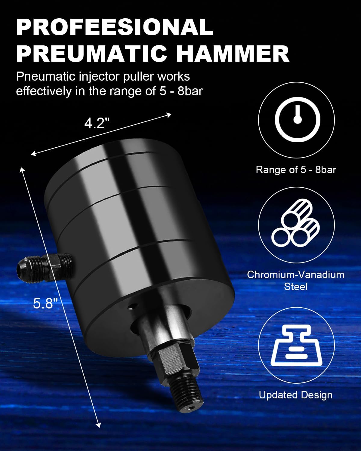 BOOMSTART Extractor de inyectores neumáticos de 21 piezas,Extractor de inyector neumático con adaptador,Herramienta de extractor de inyectores de aire comprimido