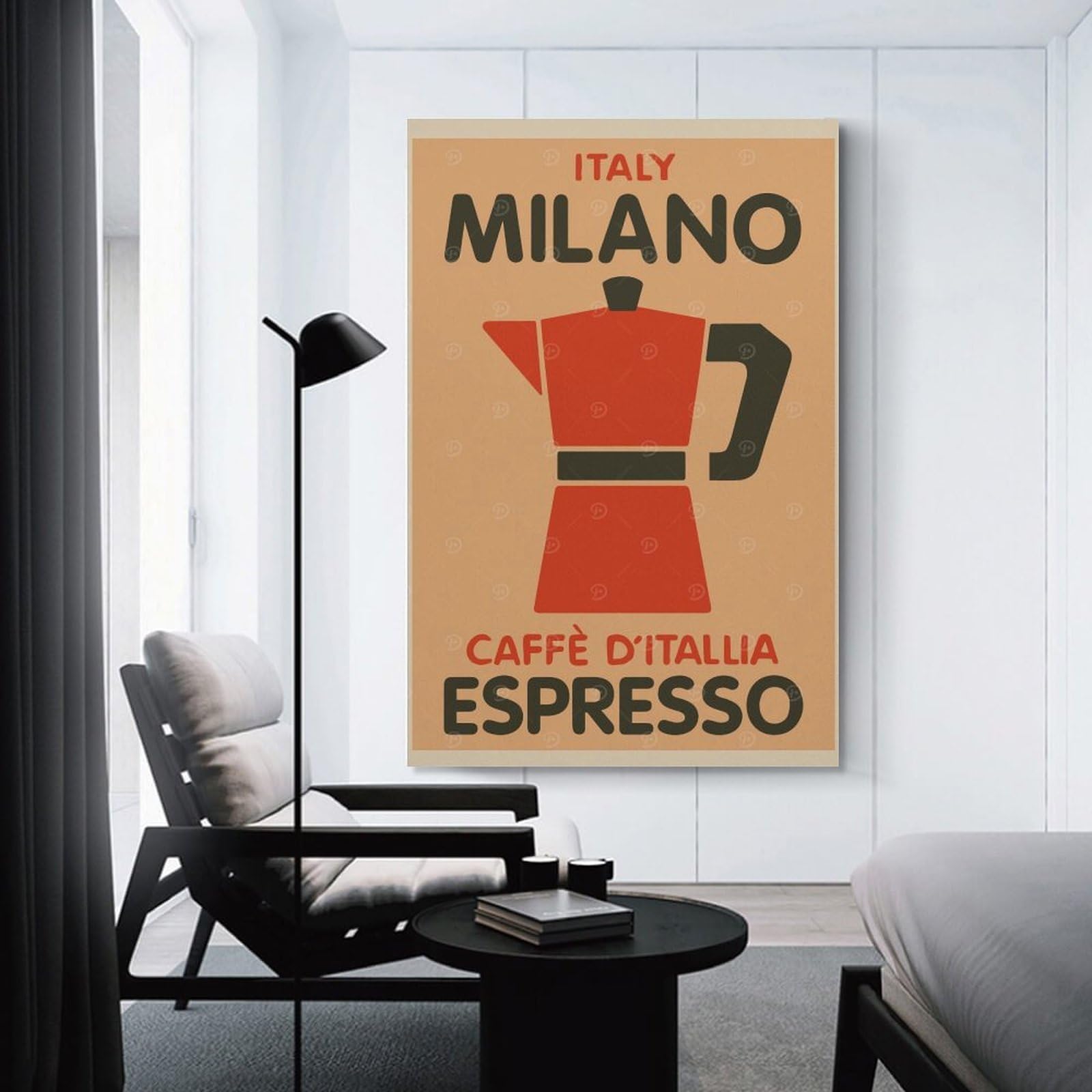Junmoney Canvas Wall Decor Milano Espresso Italy Coffee, 24x36inch(60x90cm), for Gallery Wall Layouts in Home Or Office, Home Wall Art for Statement Displays