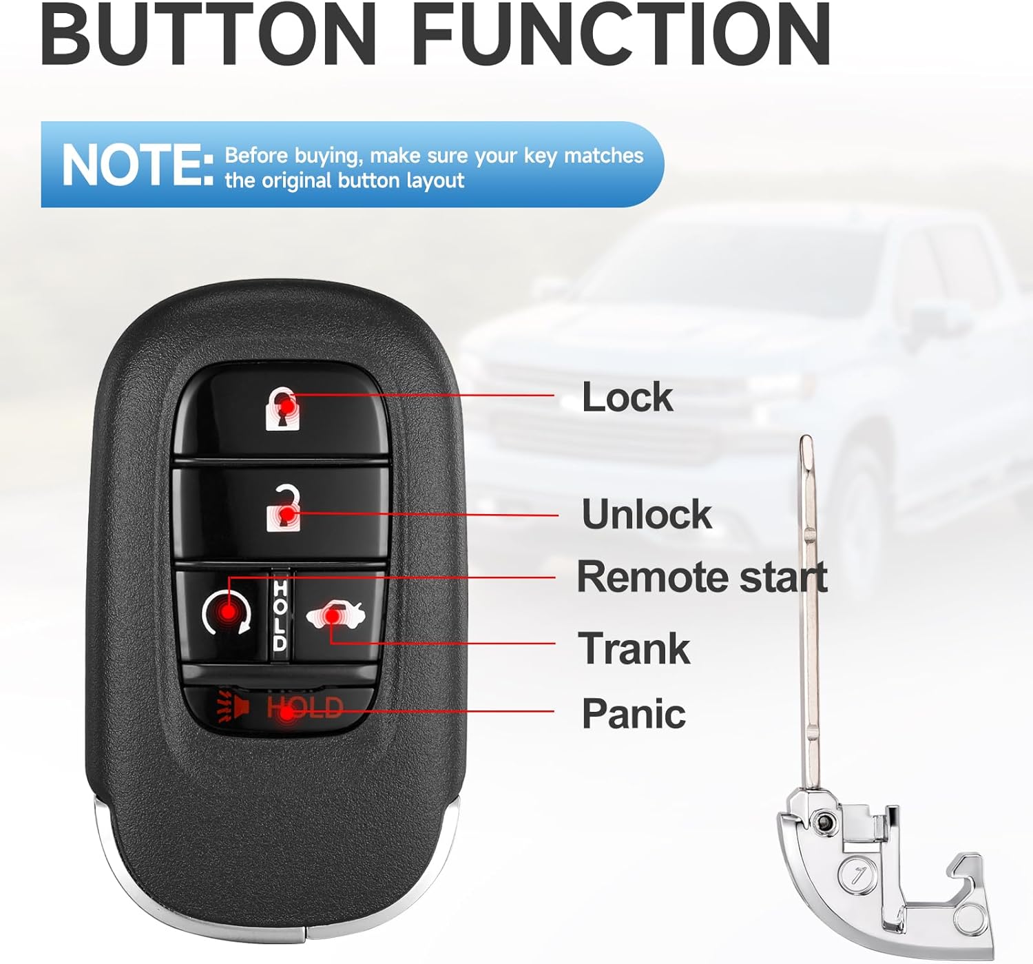 Key Fob Replacement Remote Fits for Honda Civic Accord 2022 2023 2024 Proximity Keyless Entry Smart Remote Control 434Mhz KR5TP-4 72147-T20-A11 A3C0161660000