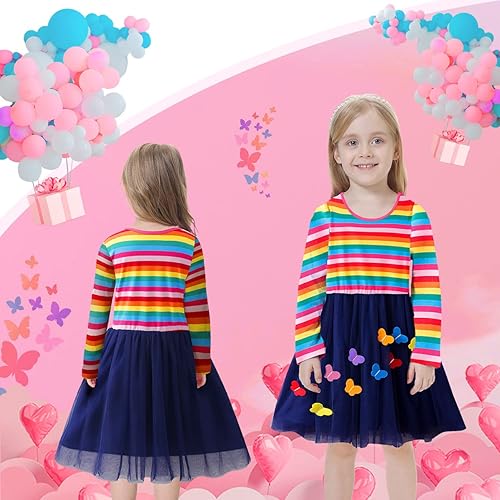 Vista 7 de VASCHY Lindo traje casual de manga larga para niñas de otoño y primavera, talla 3-10T