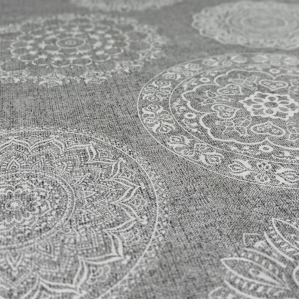 LaFábricadelasTelas - Falda o Ropa de Mesa Camilla Redonda Mandala Primavera Verano Loneta Estampada algodón, Faldón Faldilla enagüilla (Gris, 100cm diámetro)