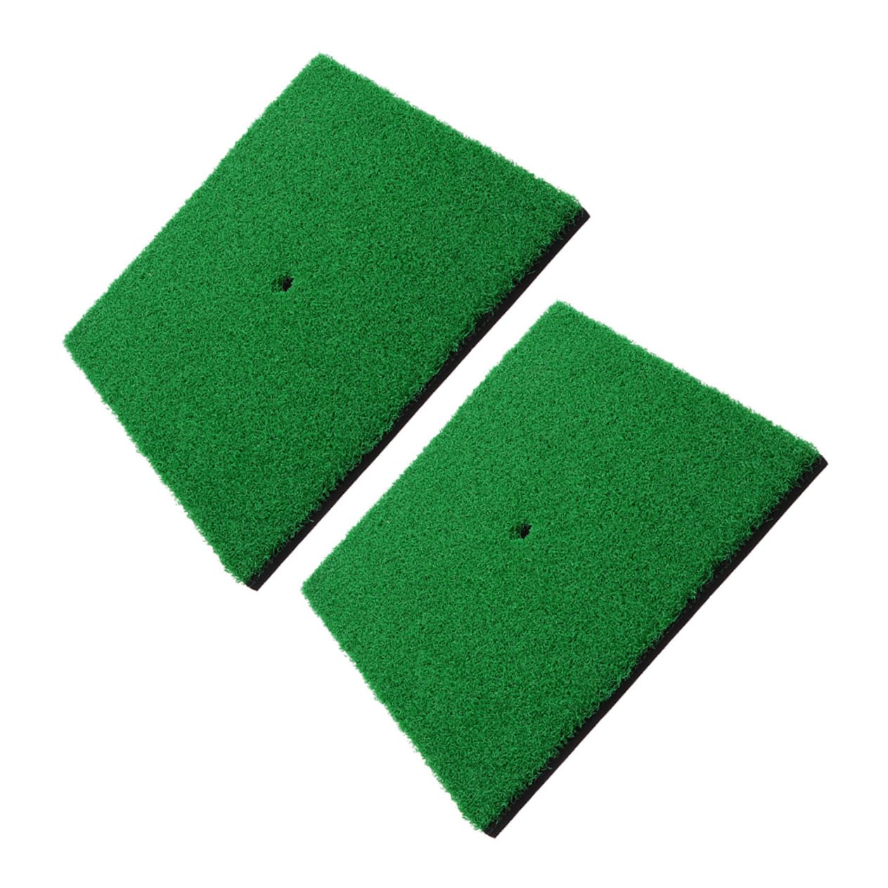 Mikikit 2pcs Golf Hitting Practice Mat Simulation Grass Pad Portable Training Aid for Home Backyard and Golfing Accessory for Skill Improvement