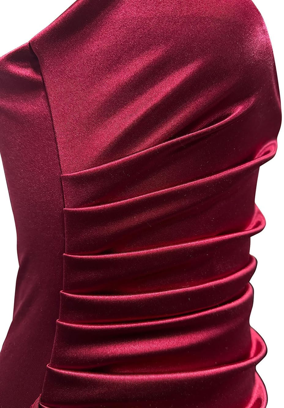 Women's Satin Elegant Strapless Tube Ruched Bodycon Mini Dress Cocktail Dresses with Draped - Image 6