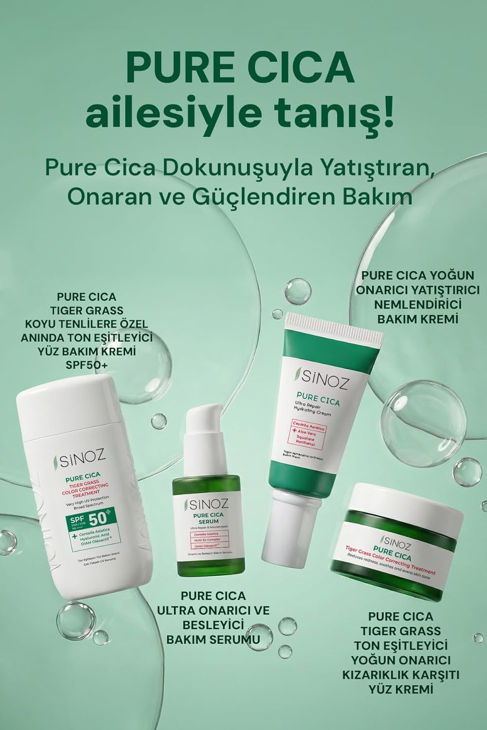 Sinoz Pure Cica Tiger Grass Color Correcting Repair Cream | Neutralizes Redness & Soothes Sensitive Skin | With Centella Asiatica & SPF Protection | 15 ml - Image 8