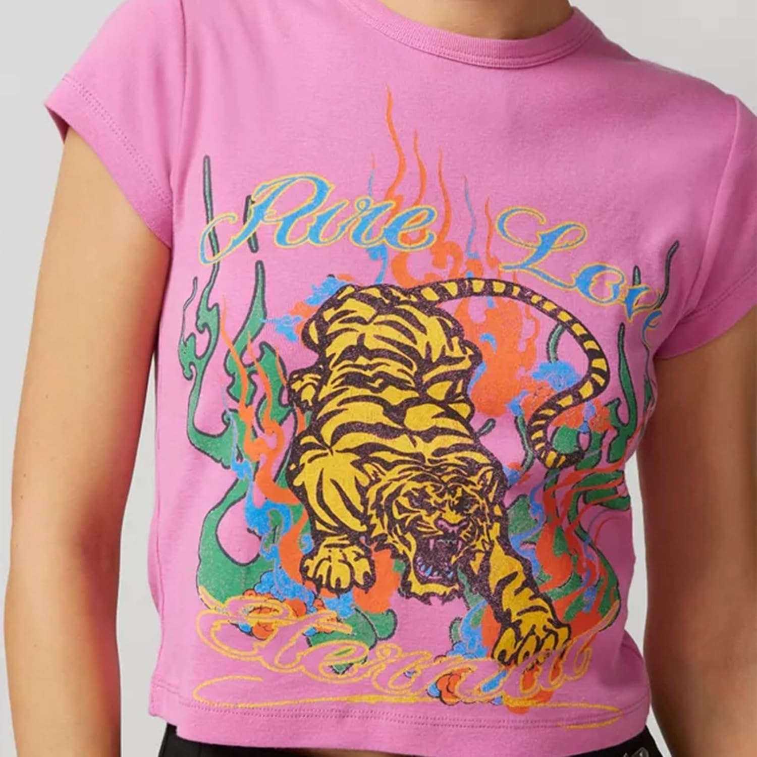 Tiger Shirt for Women Wild Animal Cute Tiger Graphic Baby Tee T-Shirt Teenager Crop Tops Aesthetic Grunge Tees - Image 2