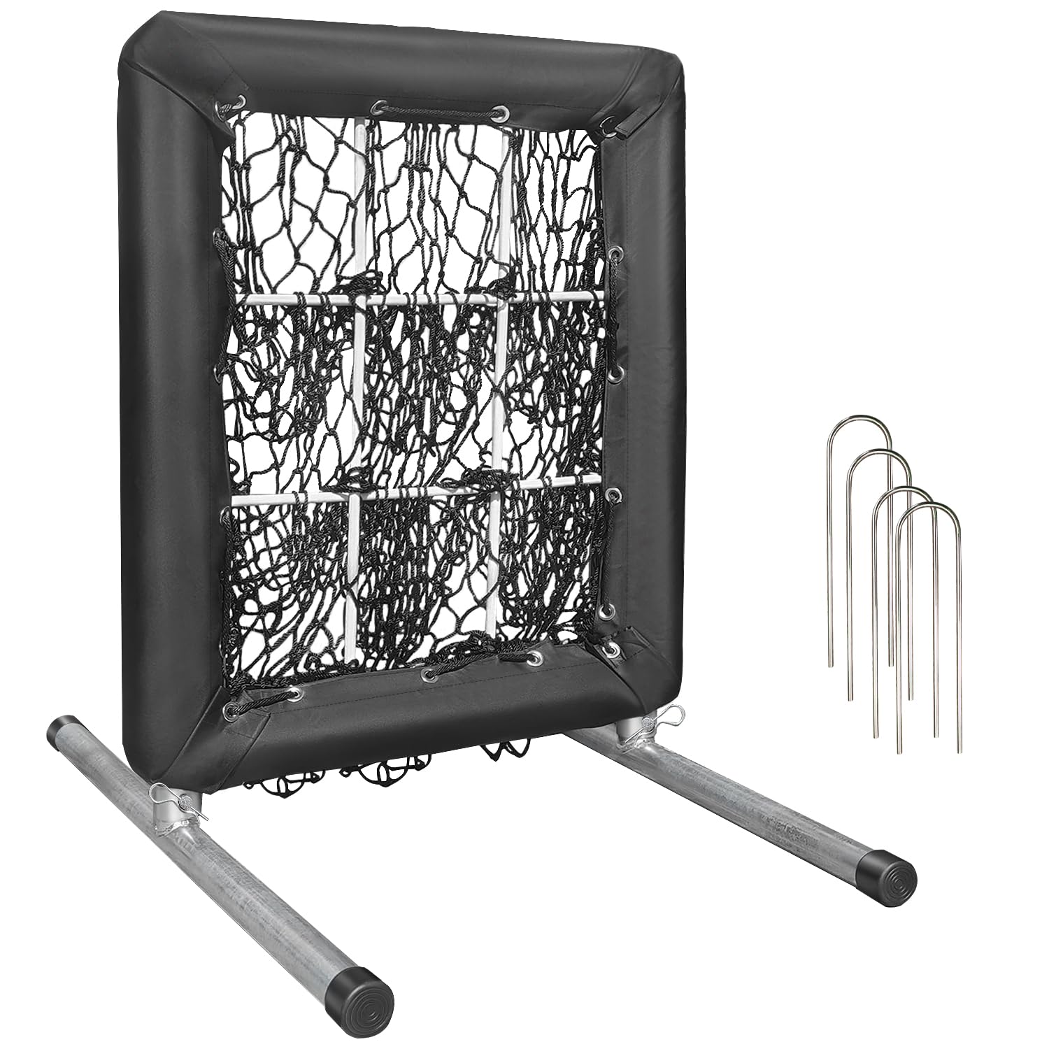 Jalunth Baseball Softball 9 Hole Pitching Net Strike Zone Heavy Duty Training Aid Equipment Pitch Target for Home Backyard Kids Youth Adults with 4 Ground Stakes