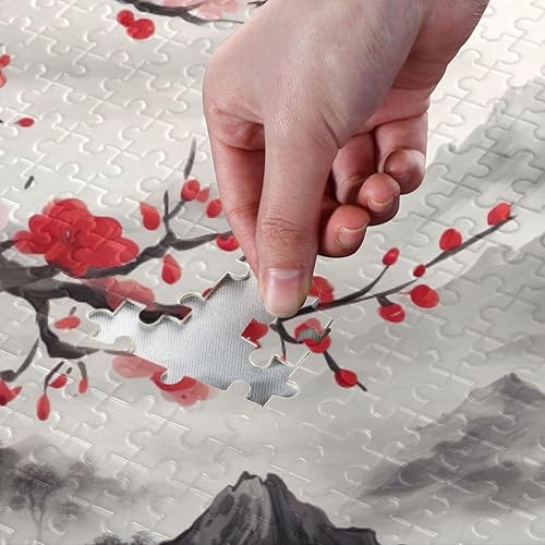 Miniatura 4 de Cherry Blossoms Mountain Jigsaw Puzzles 500 Pieces for Adults,Learning Educational Puzzles,Difficult and Challenge Families Toys with Mesh Storage
