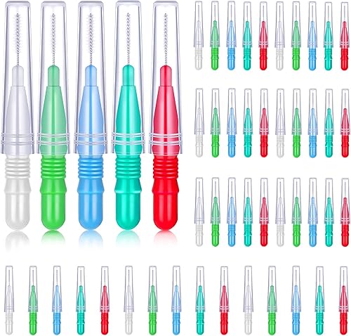 50 piezas de cepillos para limpiador interdental cepillo dental palillo dental cabeza de hilo dental higiene dental dental Flosser limpiador de