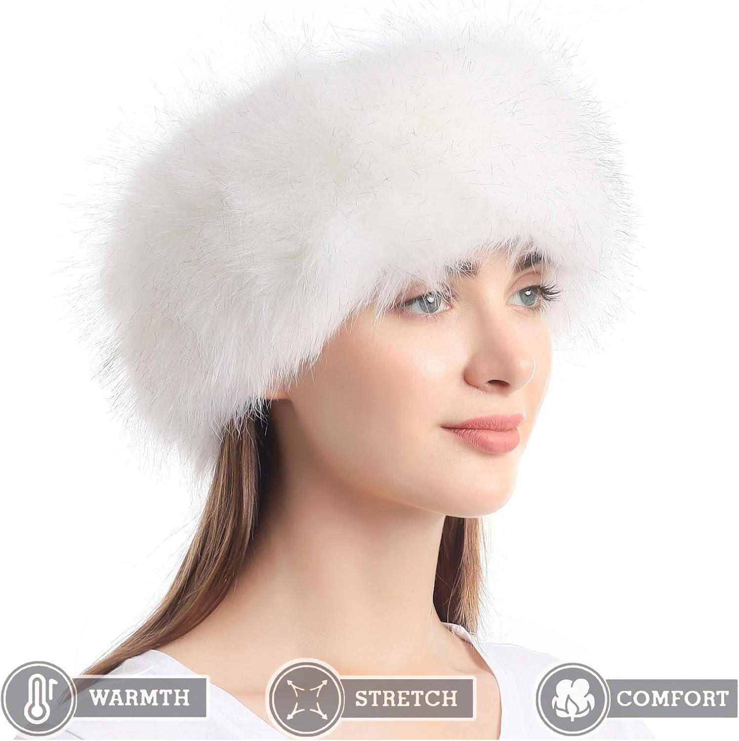 LA CARRIE Faux Fur Headband with Stretch Women's Winter Earwarmer Earmuff - Image 4