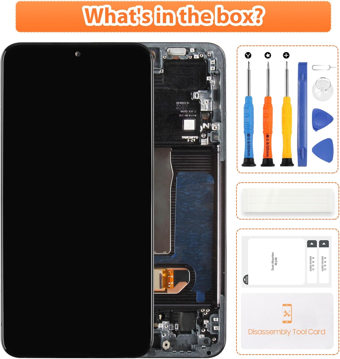 for Samsung Galaxy S22 Plus Screen Replacement with Frame, AMOLED Display, Digitizer, Glass, Metal Frame & Tools – Compatible with S22 Plus 5G (6.6 Inch, US Version) (Phantom Black)